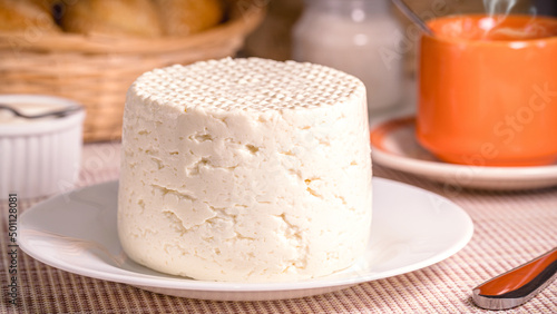 homemade cheese made in Minas Gerais, State of Brazil, traditional organic Brazilian breakfast cheese