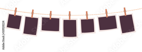 Hanging photo frames. Vector illustration
