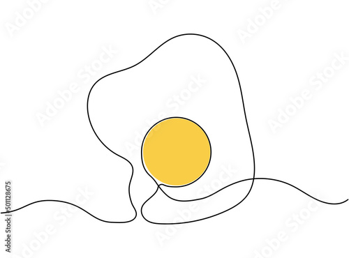 Continuous one line drawing of fried egg. Vector illustration