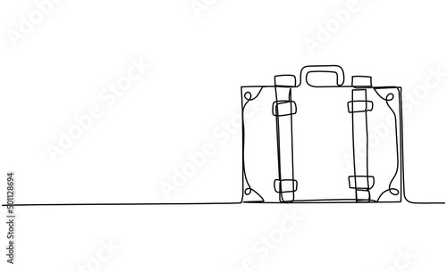 Continuous one line drawing of valise. Concept for travelling. Vector illustration
