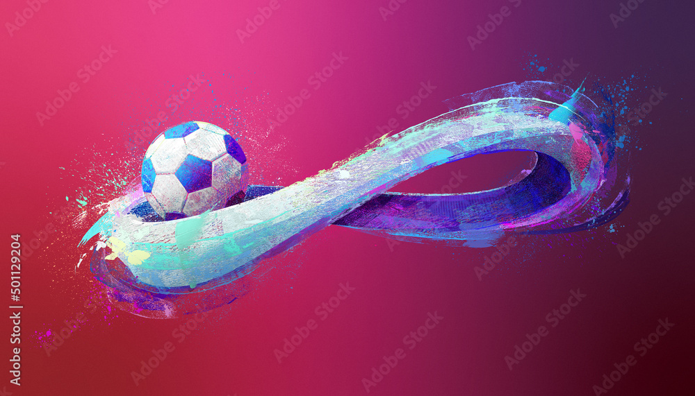 illustration of Football soccer ball against the background color of World  Cup 2022, Qatar Illustration Stock | Adobe Stock