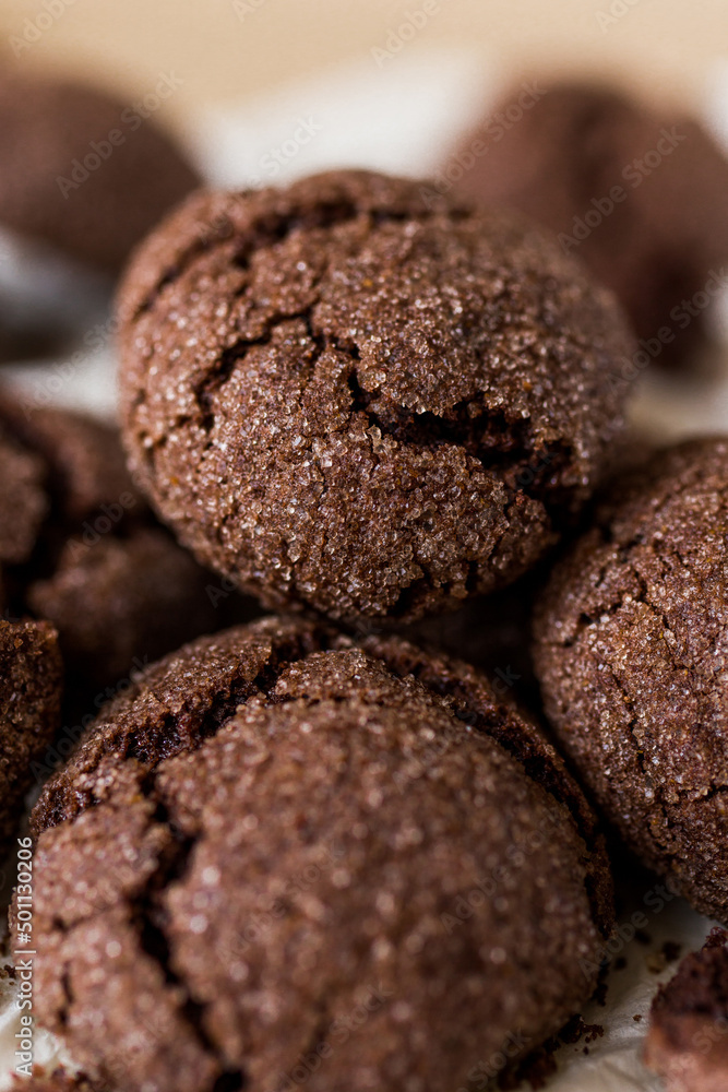 Chocolate crincle cookies covered in sugar Chocolate crincle cookies covered in sugar