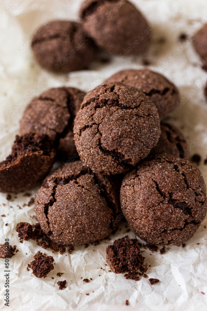Chocolate crincle cookies covered in sugar Chocolate crincle cookies covered in sugar