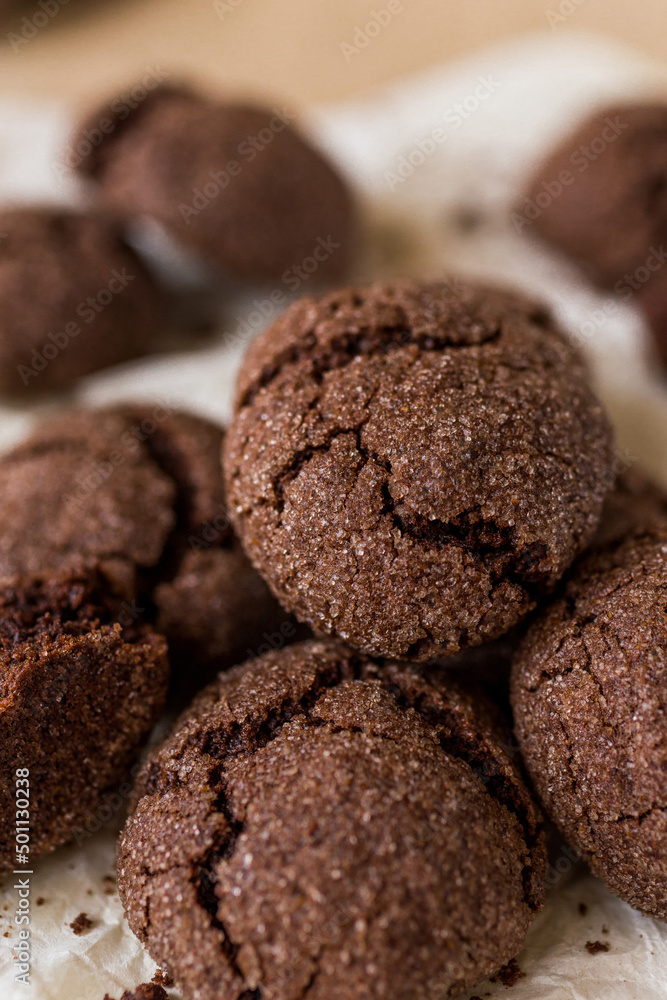 Chocolate crincle cookies covered in sugar Chocolate crincle cookies covered in sugar