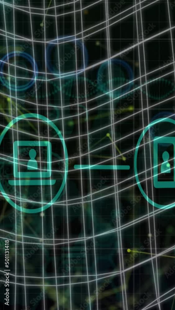 Animation of digital icons with big data, heart shaped connections and data processing Animation of digital icons with big data, heart shaped connections and data processing