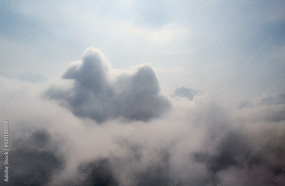 Fluffy white clouds from above