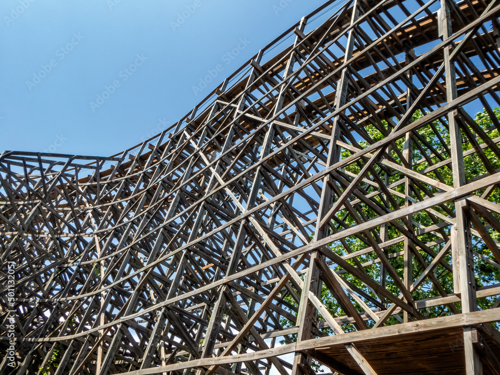 wooden roller coaster track