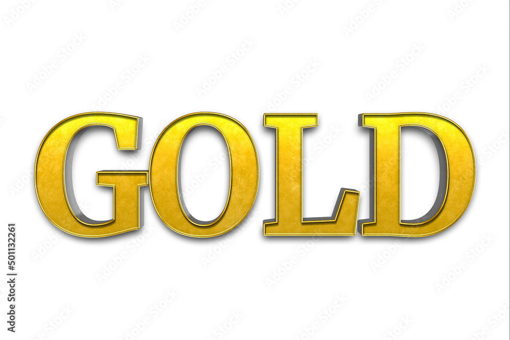 3d rendered golden text on a white background. 3d rendered golden text on a white background.