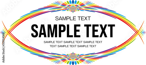 カラフルでポップな羽根のような飾り枠　フレーム