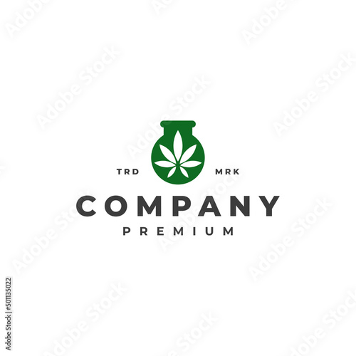 Lab cannabis leaf logo vector icon template