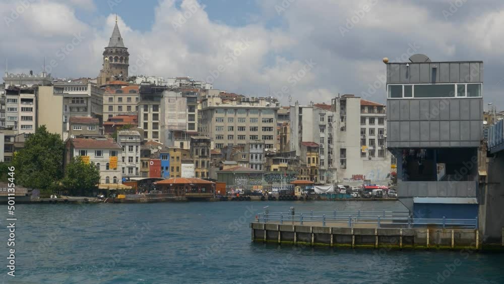 The Istanbul skyline. Galata tower seen past Galata Bridge The Istanbul skyline. Galata tower seen past Galata Bridge