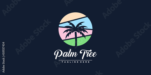 Creative palm tree icon logo design Premium Vector