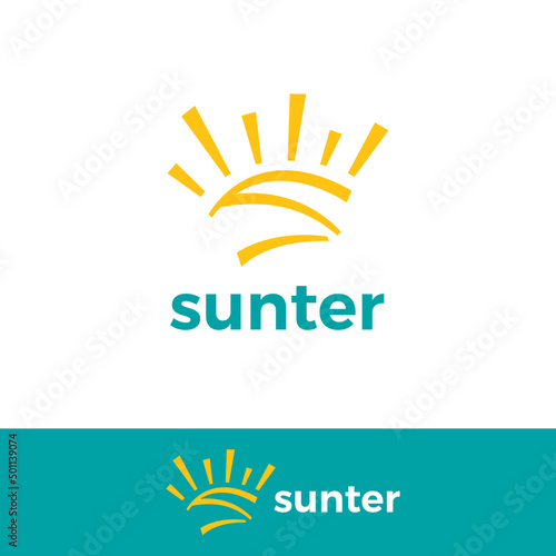 Letter S sun logo Initial. Initial S simple modern logo design flat and minimalist botanical icon for farm, company, beauty, flourish. Vector illustration