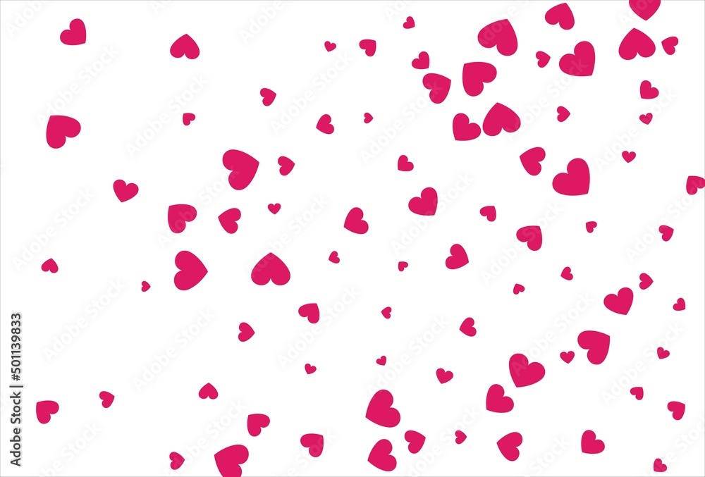 Red heart background. Love confetti background