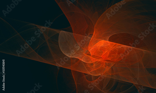 Blazing red hot flames, smoke and burning substances in digital 3d artwork on deep dark background. Great as cover print for electronics, splash screen, wallpaper, poster or artistic banner.