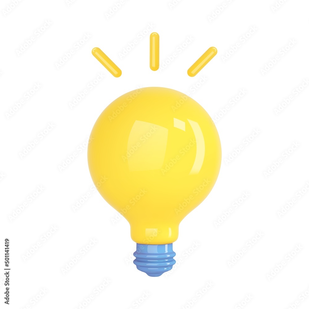 3d render light bulb isolated. Idea lamp icon. Solution, business, strategy, electric, and creative idea concept. Vector cartoon illustration 3d render light bulb isolated. Idea lamp icon. Solution, business, strategy, electric, and creative idea concept. Vector cartoon illustration