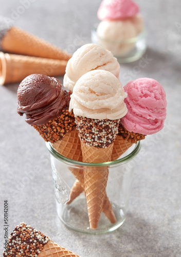 Wallpaper Mural Strawberry, vanilla and chocolate ice cream Torontodigital.ca