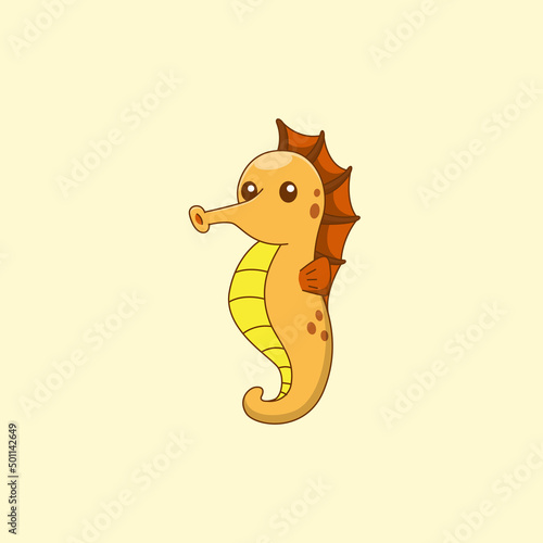 Cartoon cute seahorse. Vector illustration