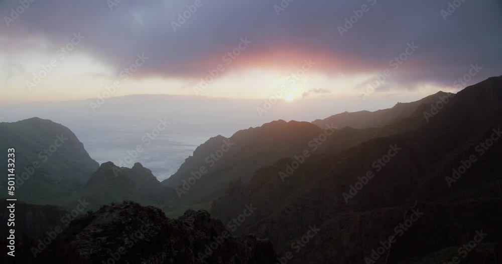 Landscape with mountains and sea in sunset time in Tenerife, Teno, Canary Islands, Spain Landscape with mountains and sea in sunset time in Tenerife, Teno, Canary Islands, Spain