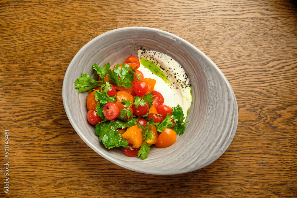 Poached egg with pickled vegetables Poached egg with pickled vegetables