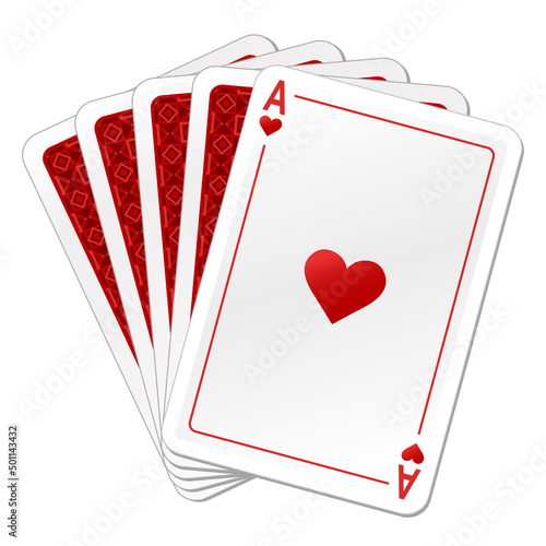 Ace of Hearts. Playing cards isolated on white