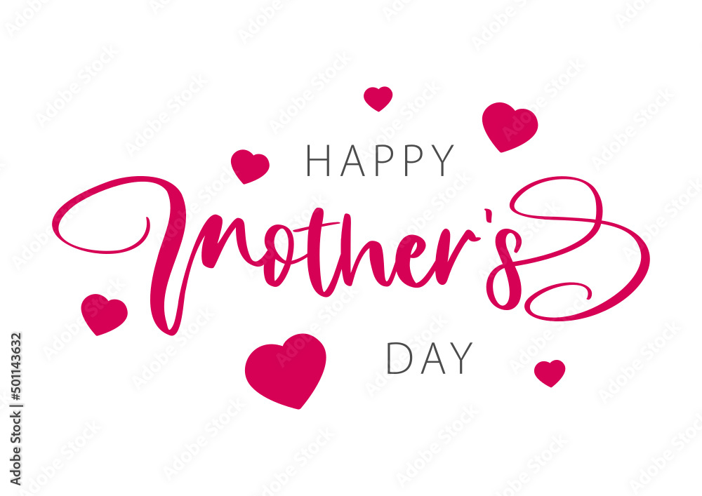 Happy mother's Day lettering with hearts. Vector illustration Happy mother's Day lettering with hearts. Vector illustration
