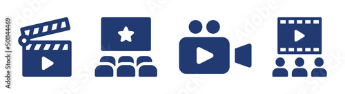 Cinema icons set vector illustration. Containing movie, theater, film, video icon in graphic design.