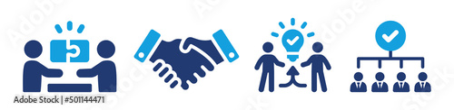 Teamwork and collaboration icon vector set isolated on white background.