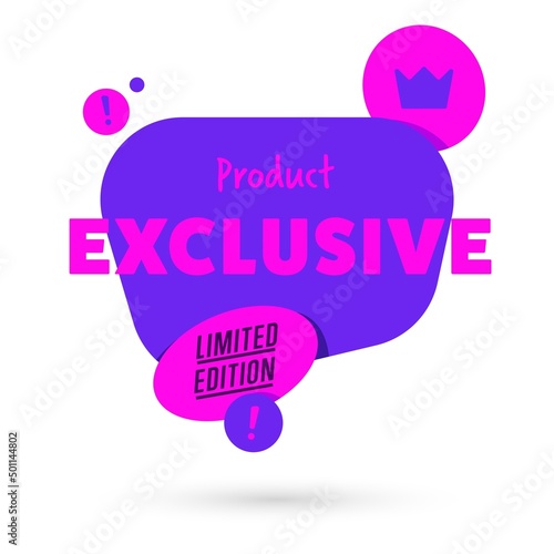 Exclusive product badge flat vector illustration. Red color. Limited edition.
