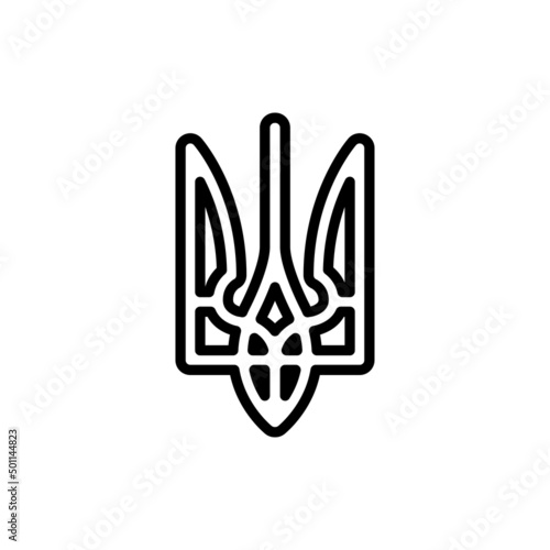 Ukrainian trident line color icon. Isolated vector element.
