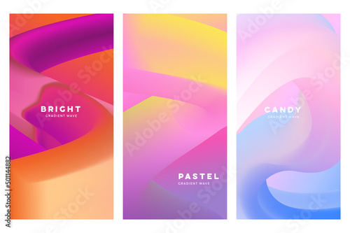 Gradient modern vector template set for design concepts  web  smartphone screen  presentations  banners  posters and prints. Abstract pastel fluid shapes vector trendy liquid colors backgrounds