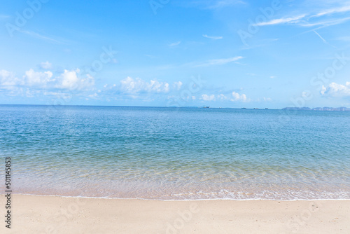 Blue sky background with beach and white sand beach in Pattaya, Thailand © sai