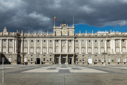 Facade of the Palacio Real (Royal Palace) in Madrid, Spain