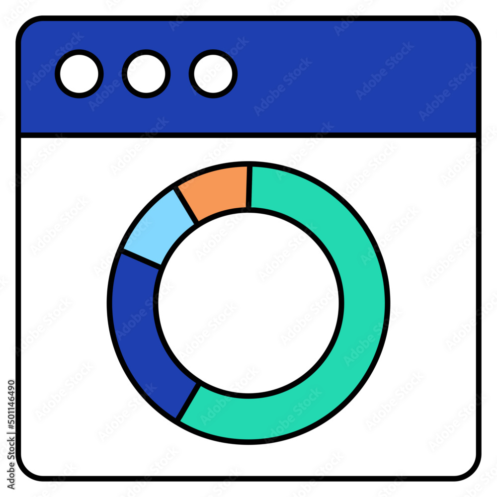 Naklejka premium A flat design icon of web analytics