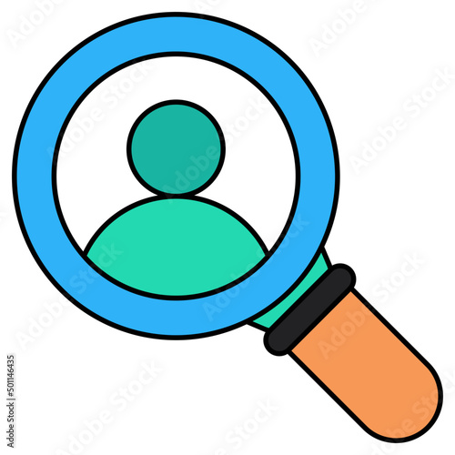 Avatar under magnifying glass, concept of headhunting