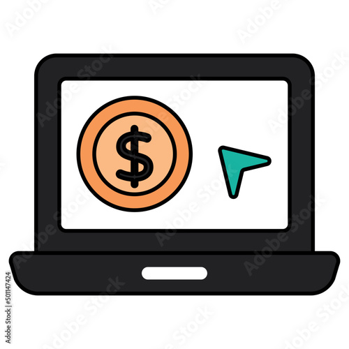Conceptual flat design icon of pay per click