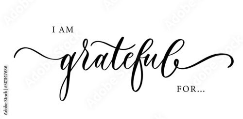 I am grateful for... Lettering inscription.