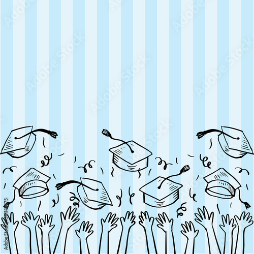 Graduation background with graduate cap sketch 