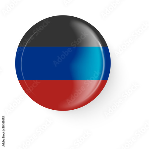 Round flag of the Donetsk Peoples Republic. Pin button. Pin brooch icon, sticker.