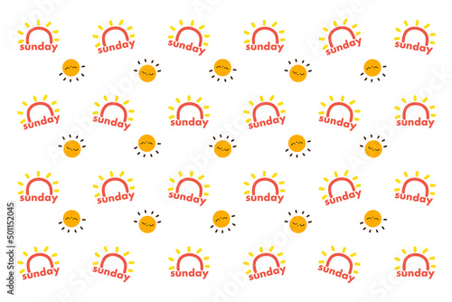 seamless pattern with sunday and sunny on white background. pastel and daily pattern .