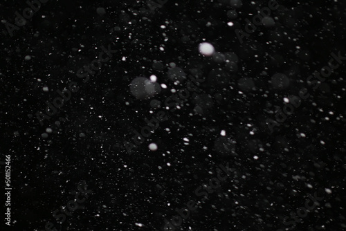 Snow on a black background. Snowflakes for overlay. Snow background. © alexkich