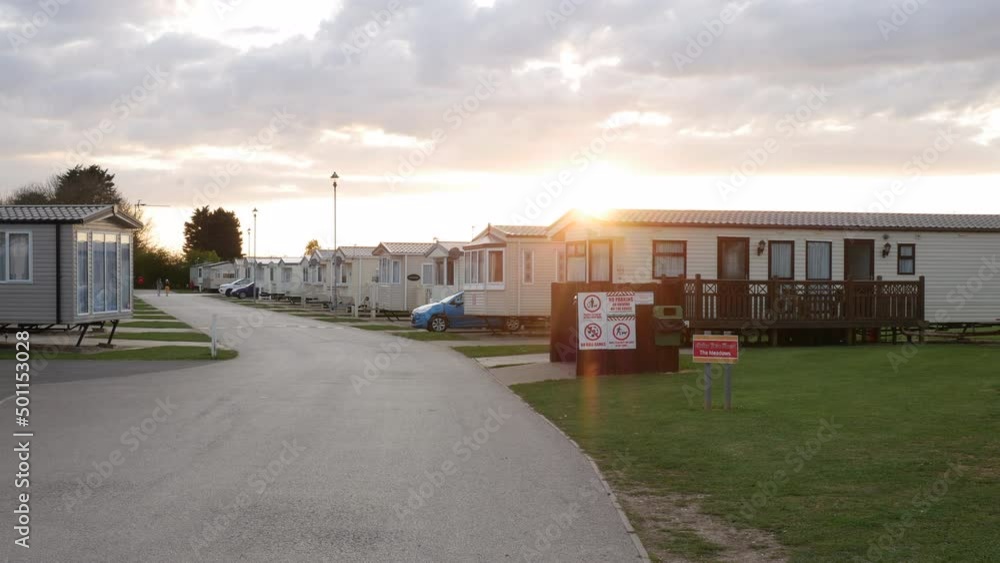 Static caravans at a holiday park in England by the seaside Static caravans at a holiday park in England by the seaside