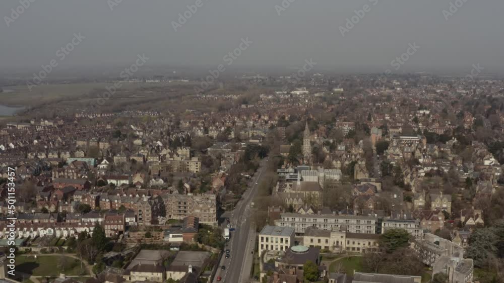 Drone shot over Northern Oxford UK Drone shot over Northern Oxford UK
