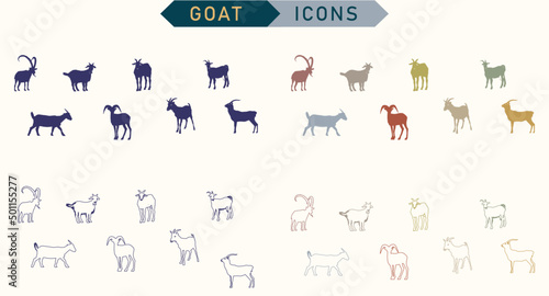 Goat Icon Set Vector Illustration