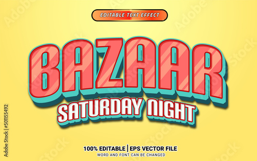 Bazaar shiny elegant 3d editable text effect template design for advertising media promotion headline title