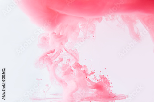 background, texture. clouds of pink smoke on a white background