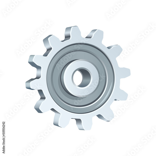 Metal silver polyhedral vector gear