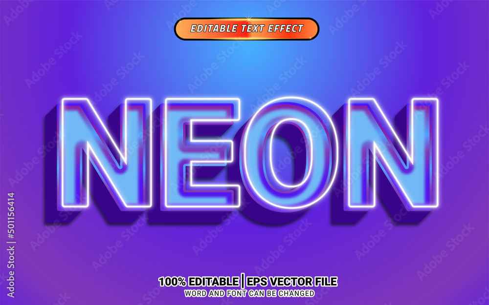 Neon blue 3d editable text effect template design Neon blue 3d editable text effect template design
