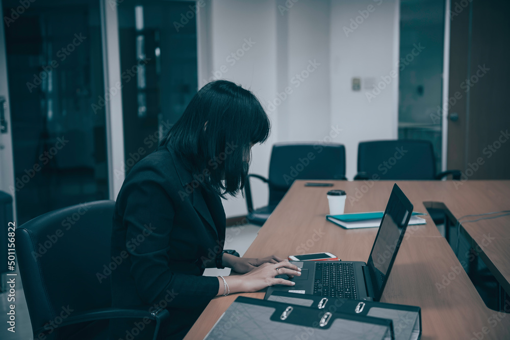 Business woman stress from boss,Secretary has a hard work,Thailand people,Worker no have ideas for work Business woman stress from boss,Secretary has a hard work,Thailand people,Worker no have ideas for work
