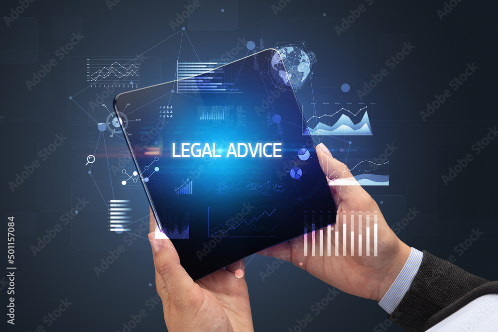 Businessman holding a foldable smartphone, business concept Businessman holding a foldable smartphone, business concept